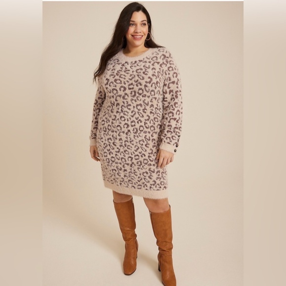 Maurices 1X Animal Sweater Dress